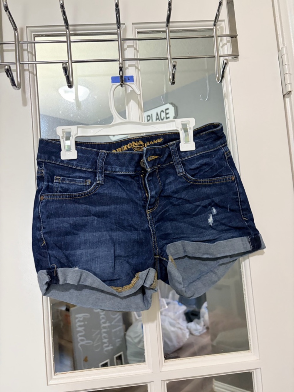Arizona Jean Company Dark Blue Rolled Cuff Denim Shorts